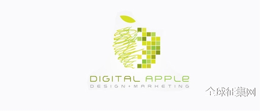 Green digital apple logo