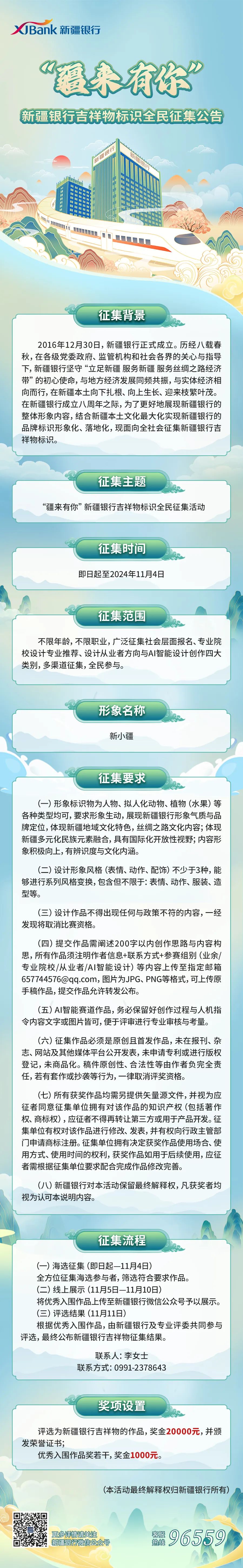 “疆来有你”新疆银行吉祥物标识全民征集_NO.01图