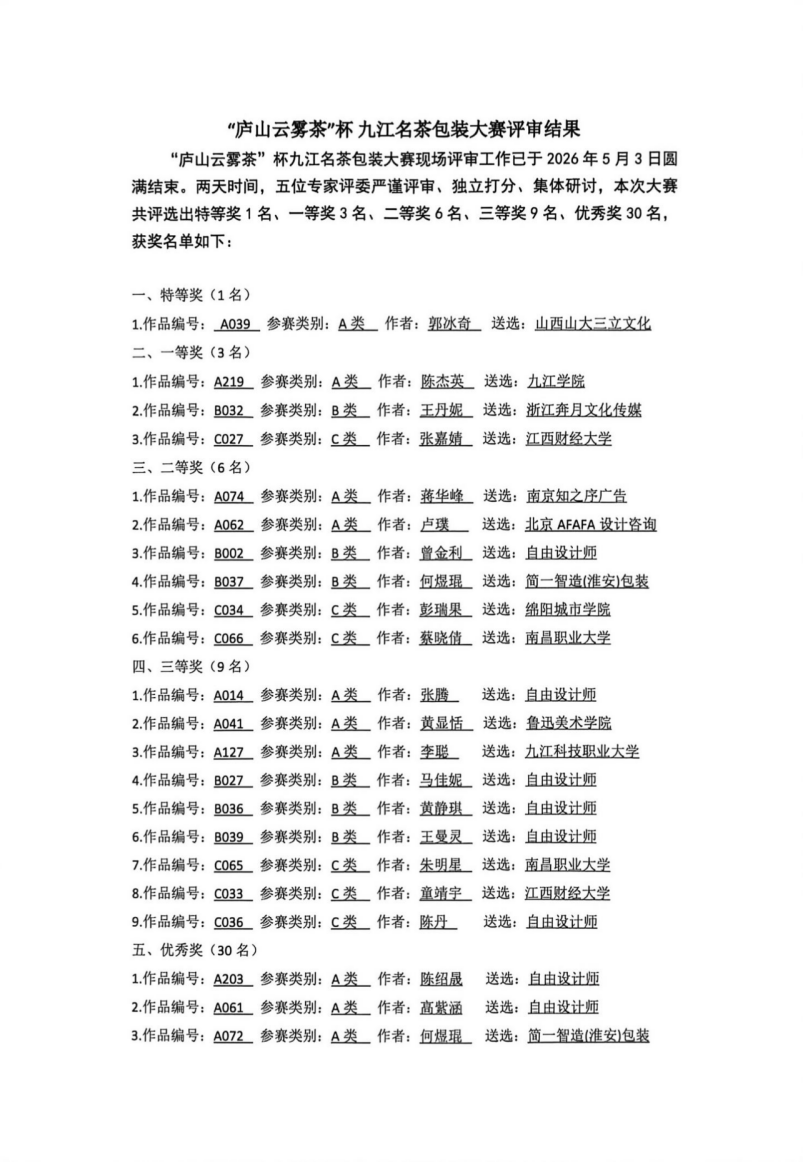 “庐山云雾茶”杯 · 九江名茶包装设计大赛结果揭晓.0图片